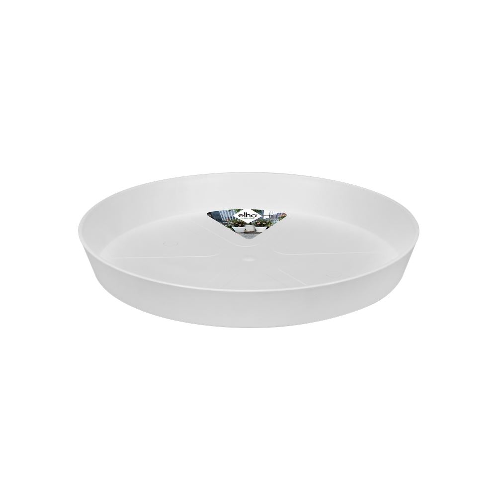 elho Loft Urban Schotel Rond 28 - Zijdewit (Wit) -Ø 28 x H 4 cm - Ideaal voor buitenpotten - 100% gerecycled afbeelding