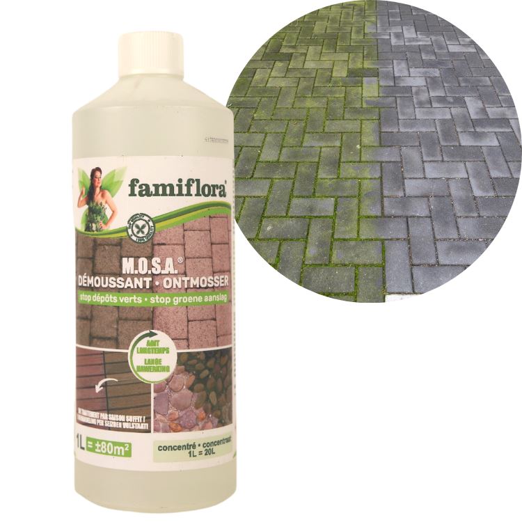 Famiflora MOSA ontmosser&groene aanslagreiniger 1 liter afbeelding