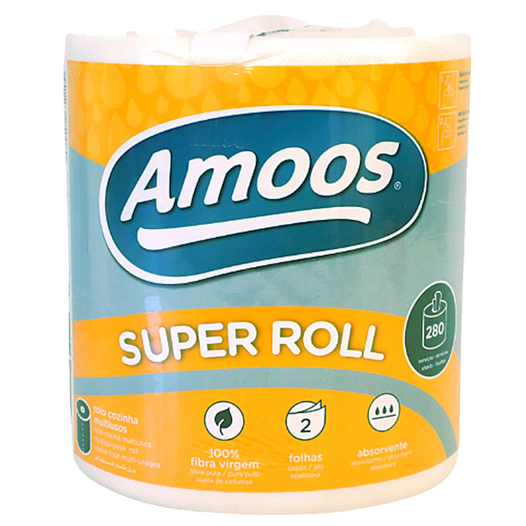 Amoos Super Roll 2-laagse XXL keukenrol - 10 normale rollen aan keukenpapier in 1 extra grote rol afbeelding