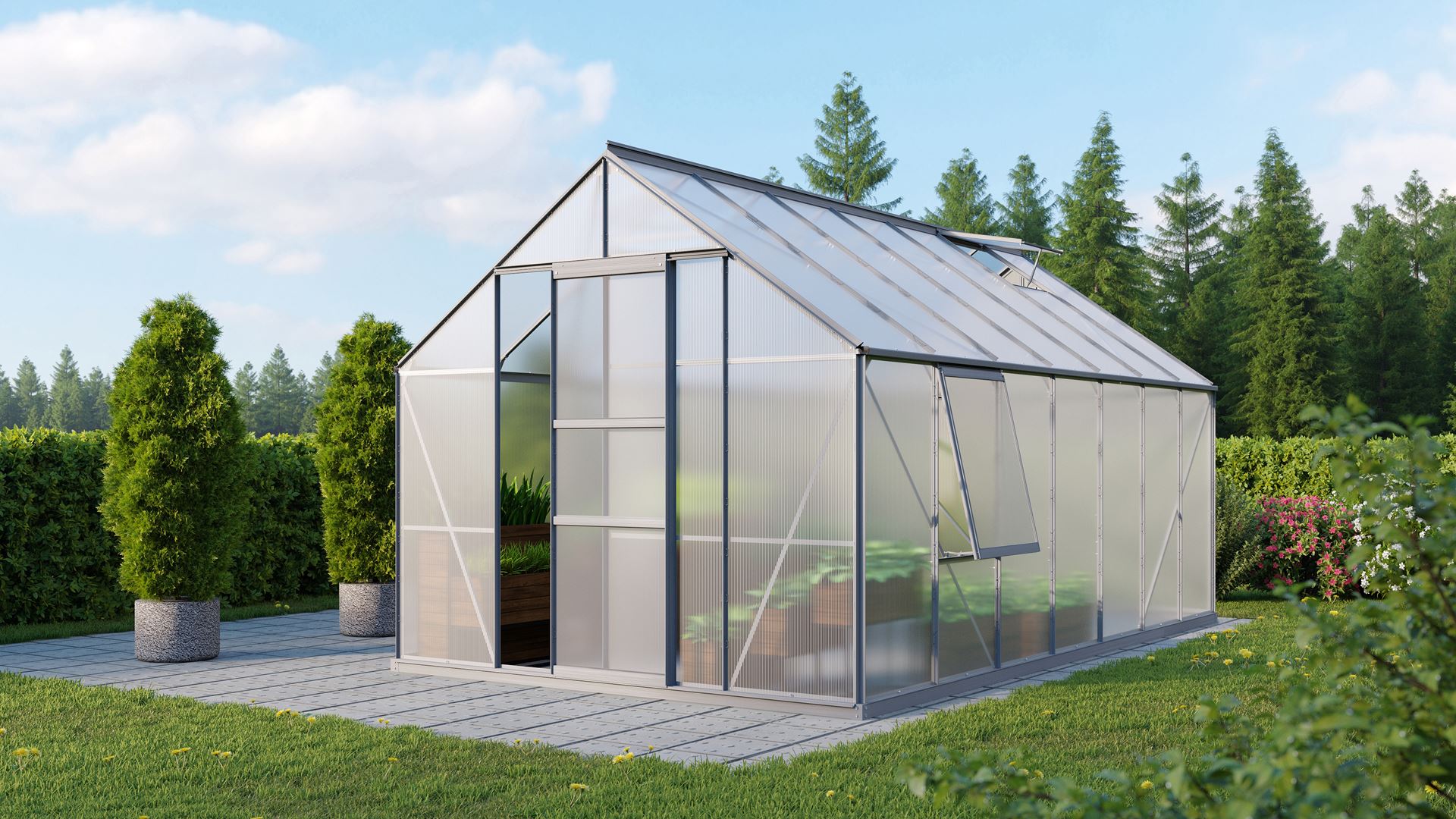 Vitavia Meridian 1 serre - 11,5m² - met 4 mm polycarbonaat - Aluminium