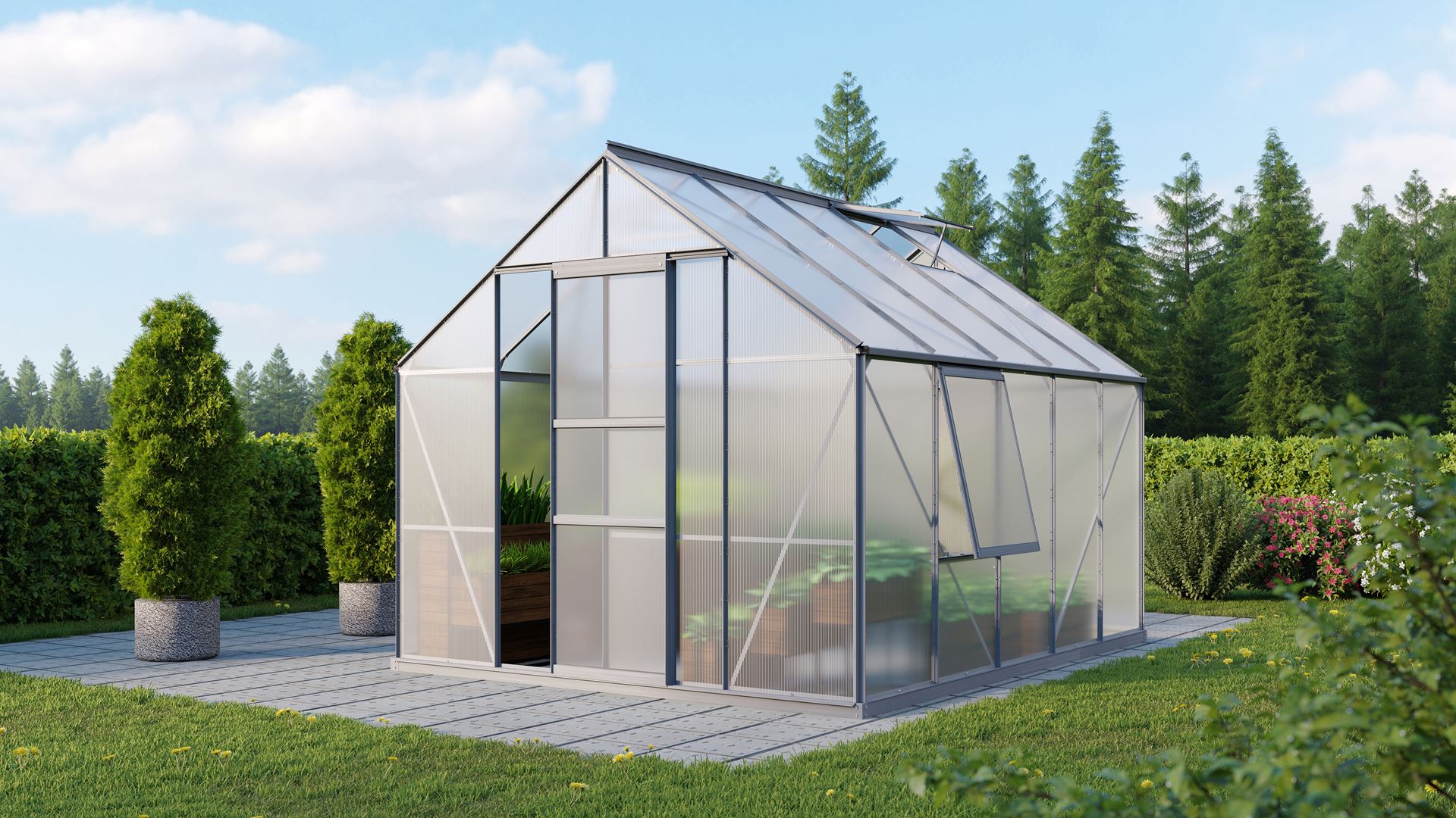 Vitavia Meridian 1 serre - 8,3m² - met 6 mm polycarbonaat - Aluminium