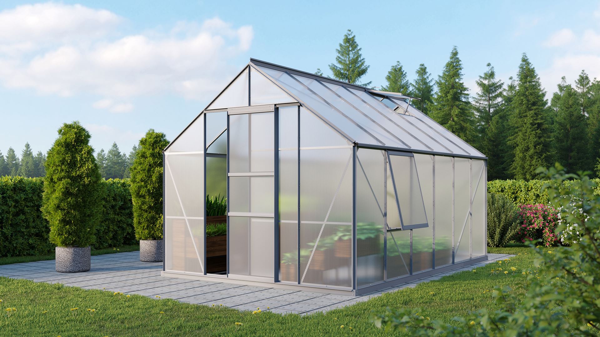 Vitavia Meridian 1 serre - 9,9m² - met 4 mm polycarbonaat - Aluminium