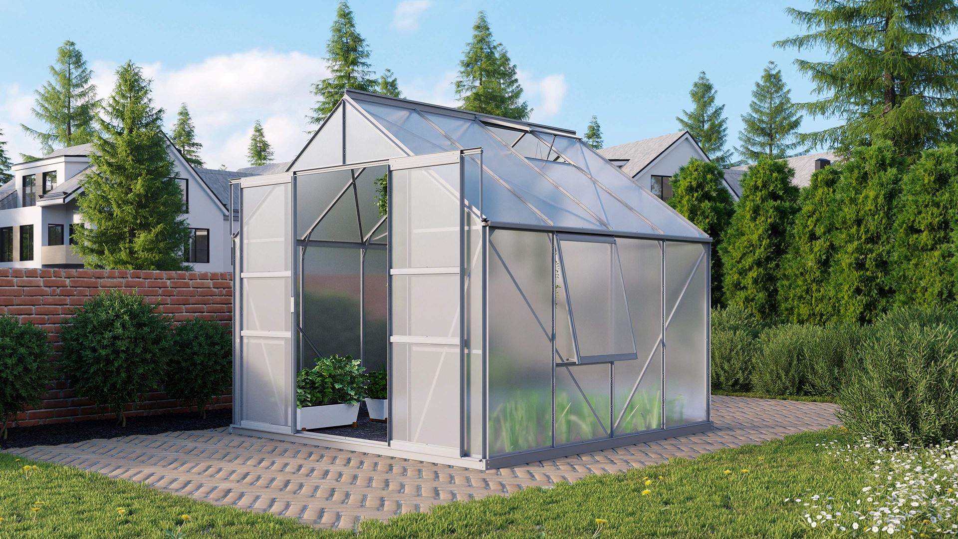 Vitavia Meridian 2 serre - 6,7m² - met 4 mm polycarbonaat - Aluminium afbeelding