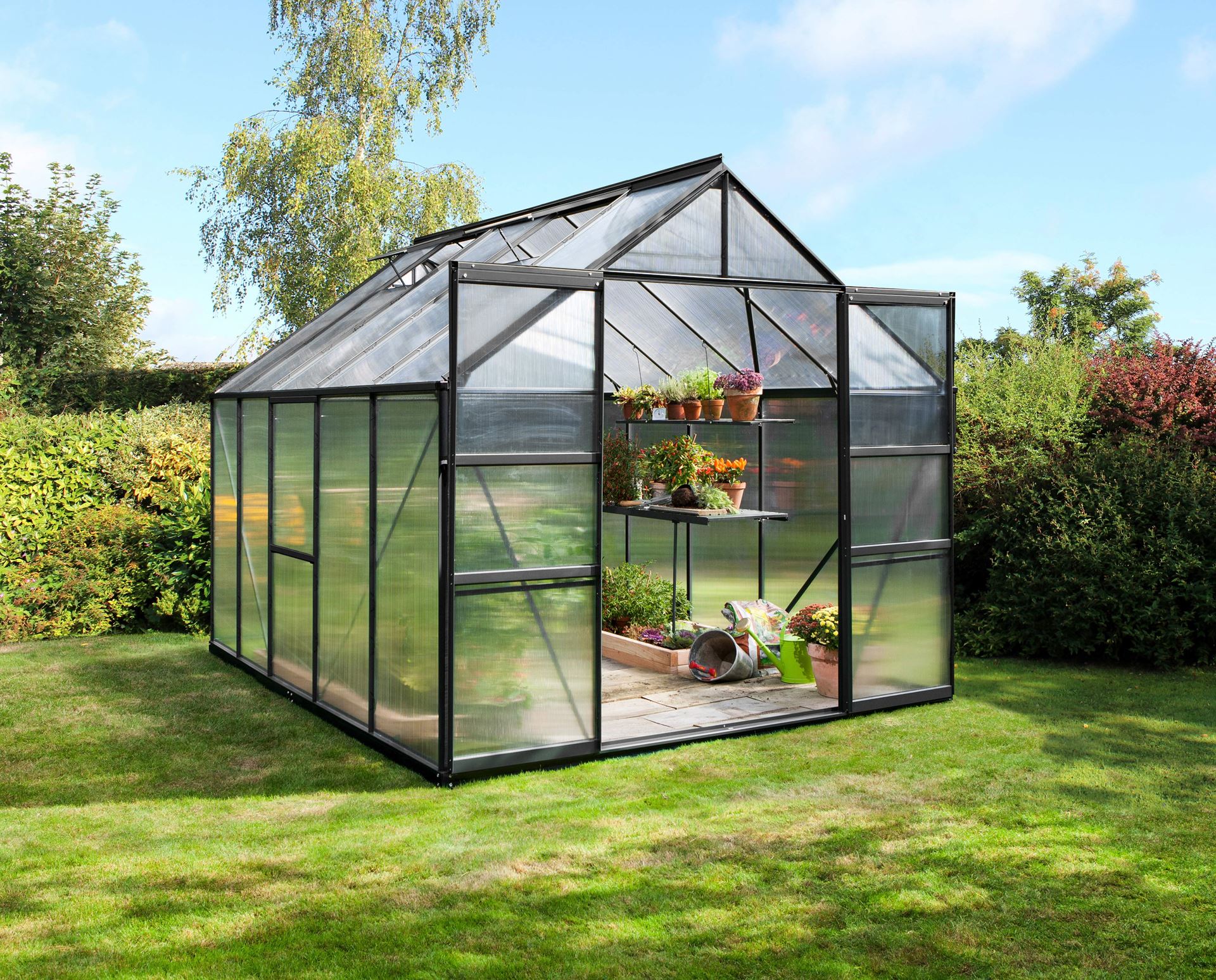 Vitavia Meridian 2 serre - 8,3m² - met 4 mm polycarbonaat - Zwart afbeelding