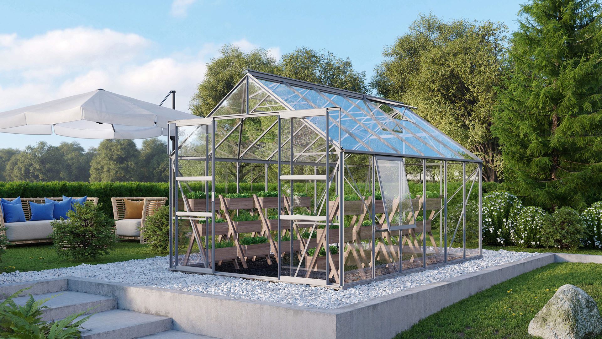 Vitavia Meridian 2 serre - 9,9m² - Aluminium afbeelding