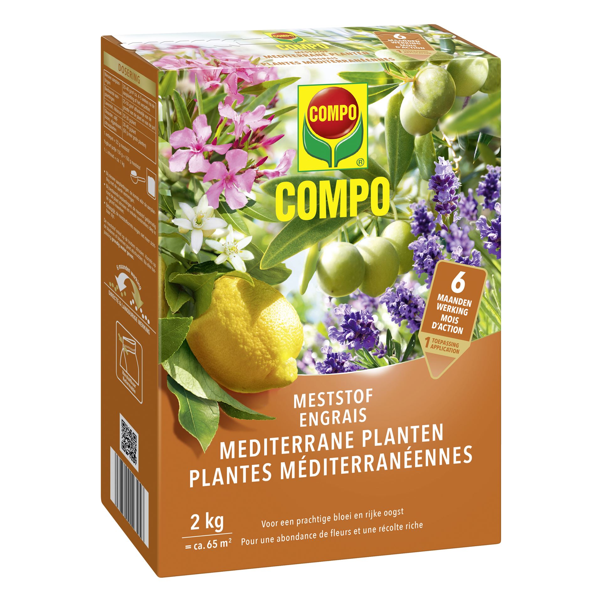 COMPO Meststof Mediterrane Planten - 2 kg - 6 maanden werking - NPK 15-8-10