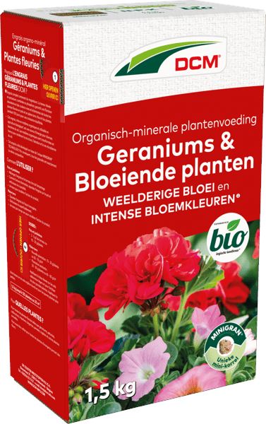 DCM meststof voor geraniums & bloeiende planten 1,5 kg voor 20 m² - Bio
