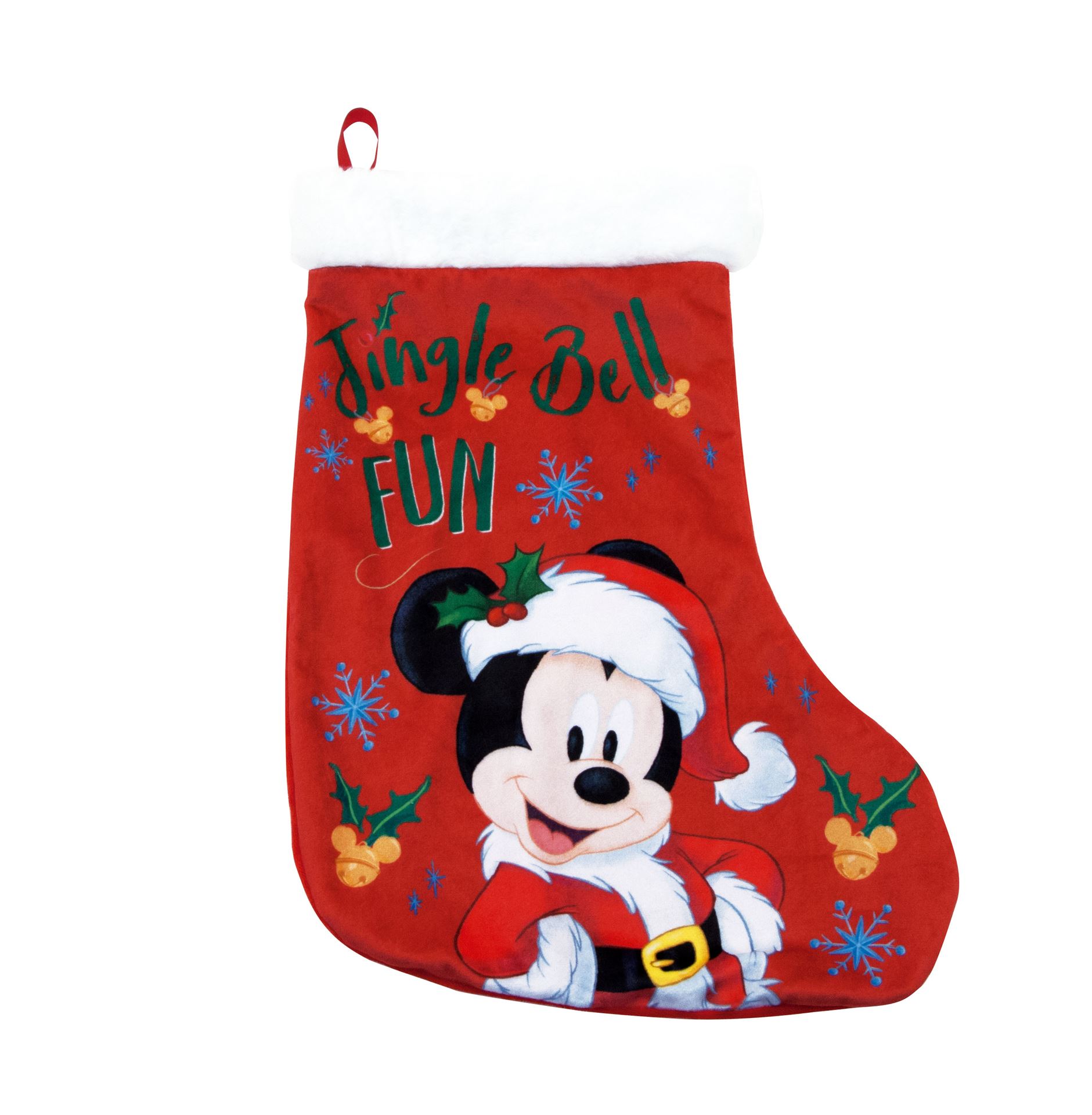 Disney© Mickey Mouse in kerstmanpak stocking/kerstsok - rood - 42 cm afbeelding