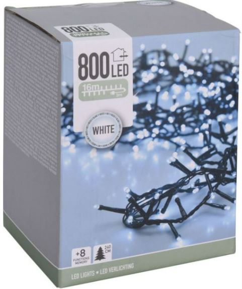 Micro clusterverlichting - 16 m - 800 koud witte ledlampjes - 8 functies afbeelding