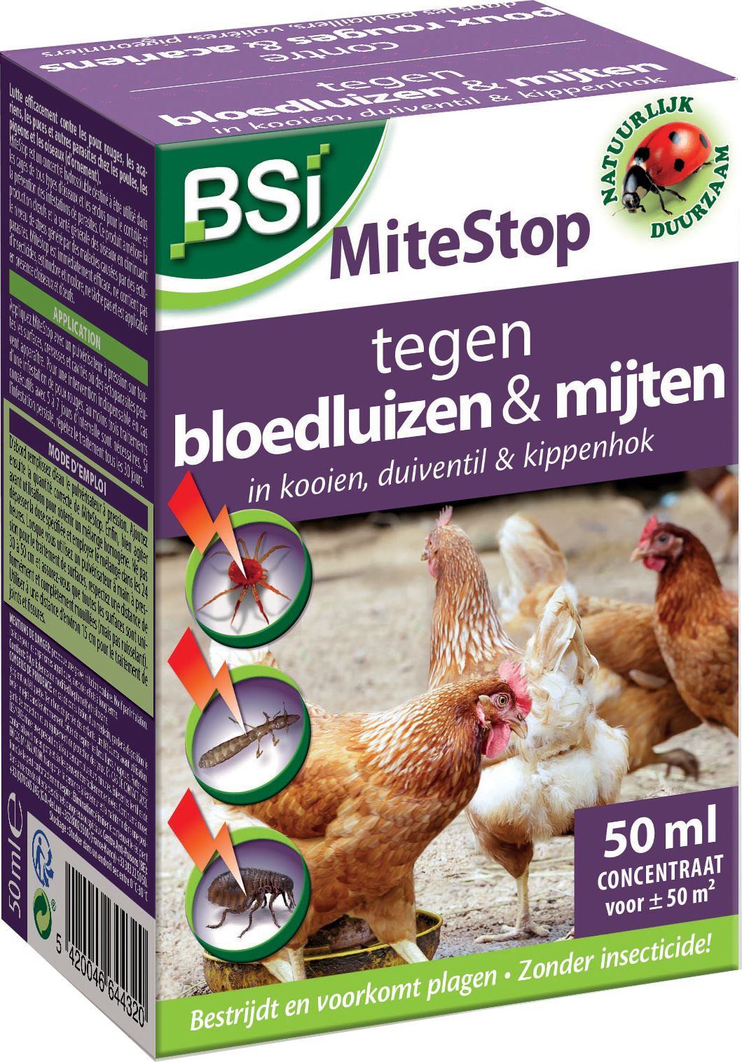 BSI Mitestop 50ml Concentraat - Bestrijding van rode bloedluizen/mijten/etc bij kippen, duiven en vogels afbeelding