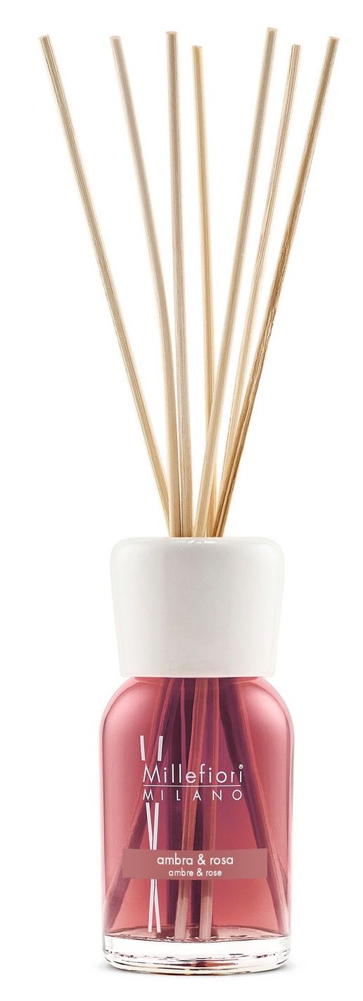 Millefiori Milano diffuser met geurstokjes 150 ml - Ambra&Rosa afbeelding