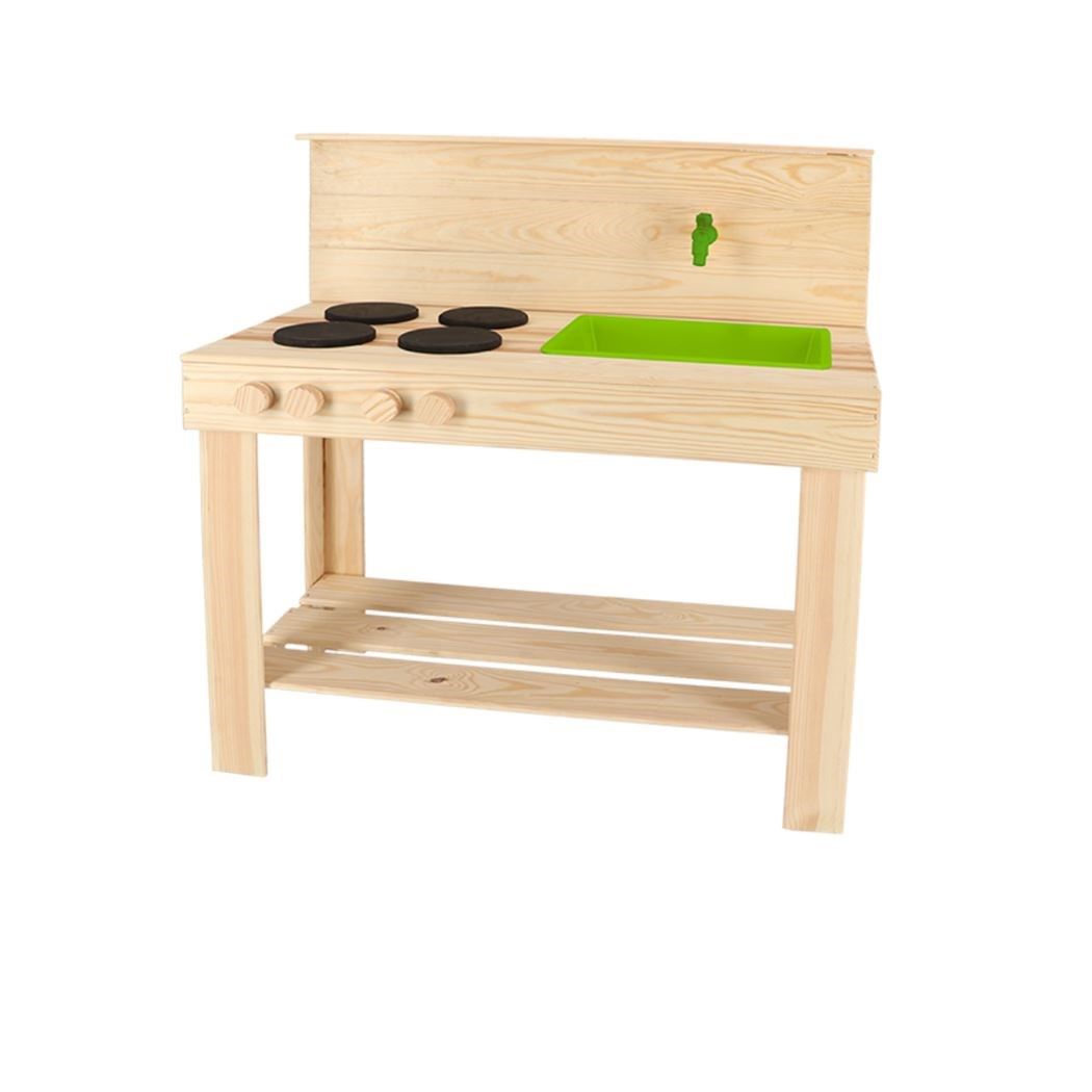 Esschert Design modderkeuken M - Kinderkeuken geschikt voor buiten - L78 x B43.7 x H97.5 cm - Met wateraansluiting en wasbak - Geschikt voor kinderen vanaf4 jaar