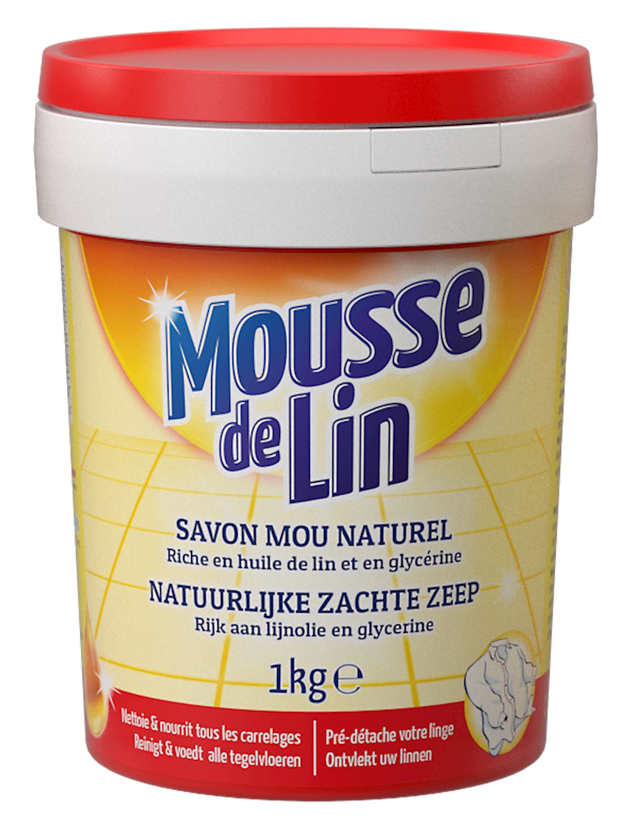 Mousse de Lin zachte zeep - 1KG - Geschikt voor tegels, natuursteen, textiel, ...