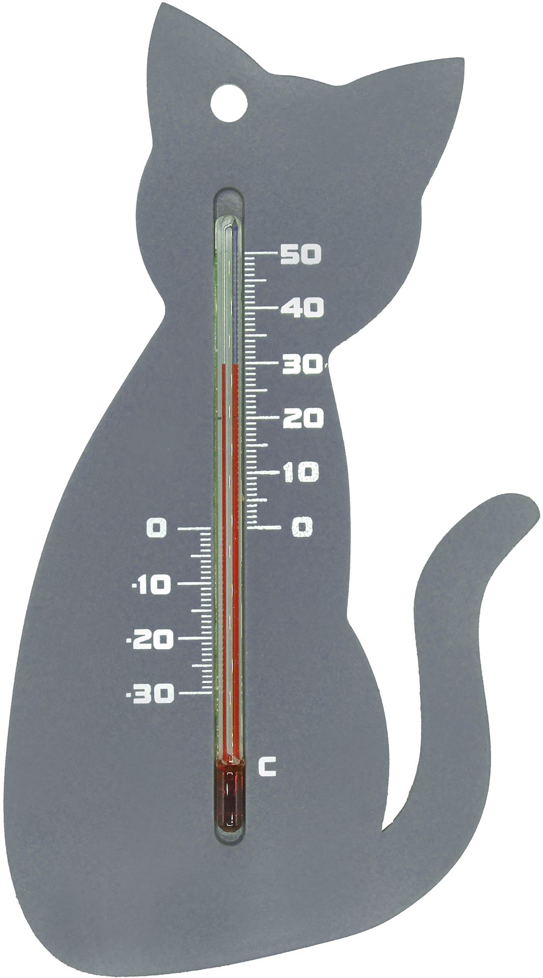 Nature muurthermometer Kat grijs - BxH 9,5x15cm afbeelding