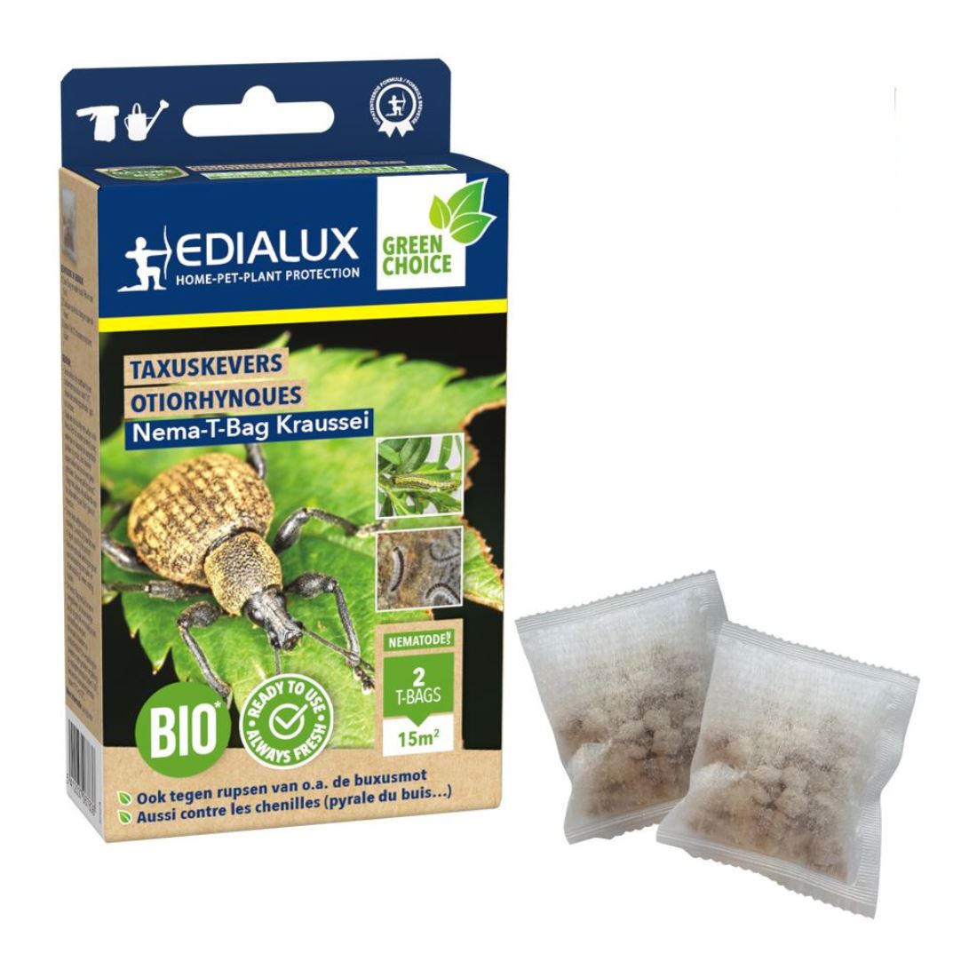 Edialux Nema-t-bag Kraussei - 15m² - aaltjes tegen taxuskever, (buxusmot) rupsen, rouwvarenmuggen afbeelding