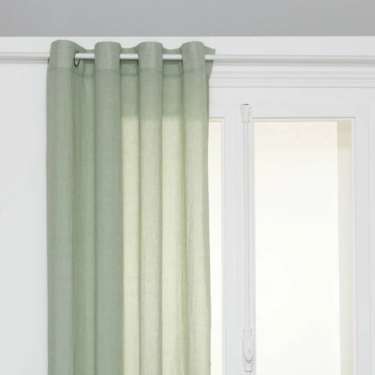 Atmosphera Paxta Gordijn– Groen – 130x240 cm – Katoen&Polyester– Met Ringen – Lichtdoorlatend afbeelding
