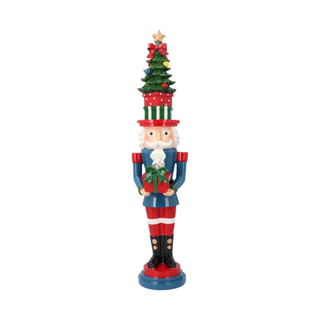 Timstor notenkraker met kerstboomhoed - rood, groen&blauw - 53 cm afbeelding