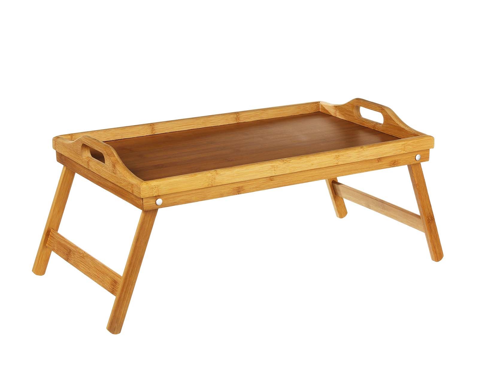 Secret de Gourmet ontbijt op bed tafeltje - Rechthoekig dienblad met uitklapbare pootjes - 50 x 30 cm - Gemaakt van bamboe afbeelding