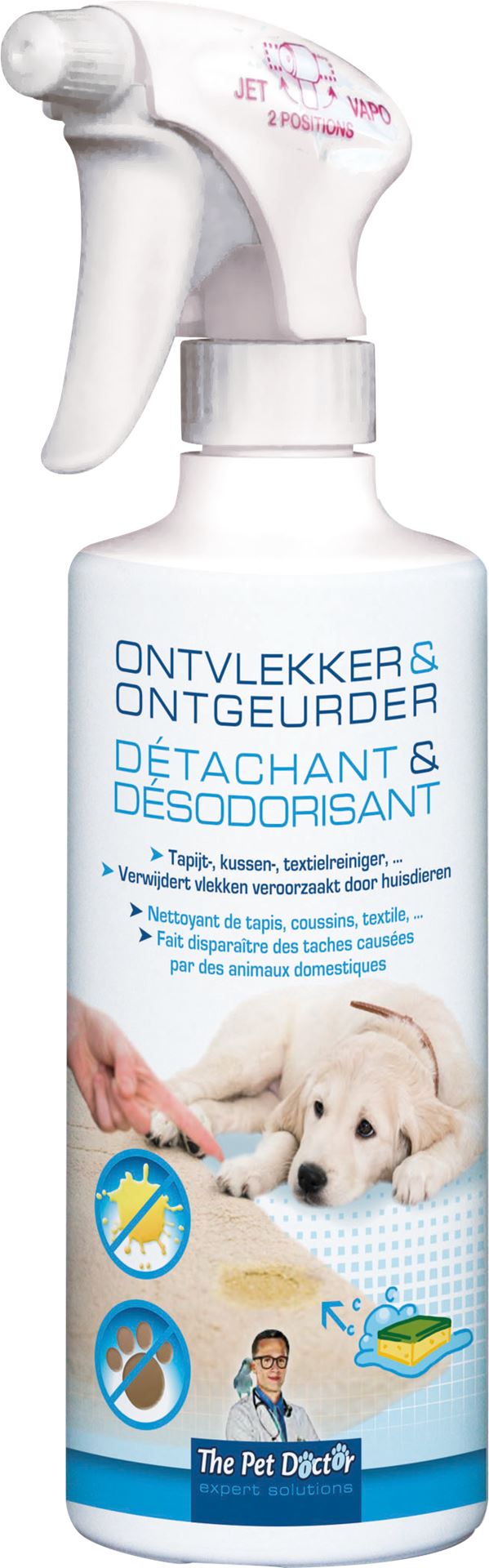 The Pet Doctor huisdieren ontvlekker en ontgeurder - 500ml - Verwijdert vlekken en geurtjes van huisdieren - Voor zetels/tapijten/manden en kussens