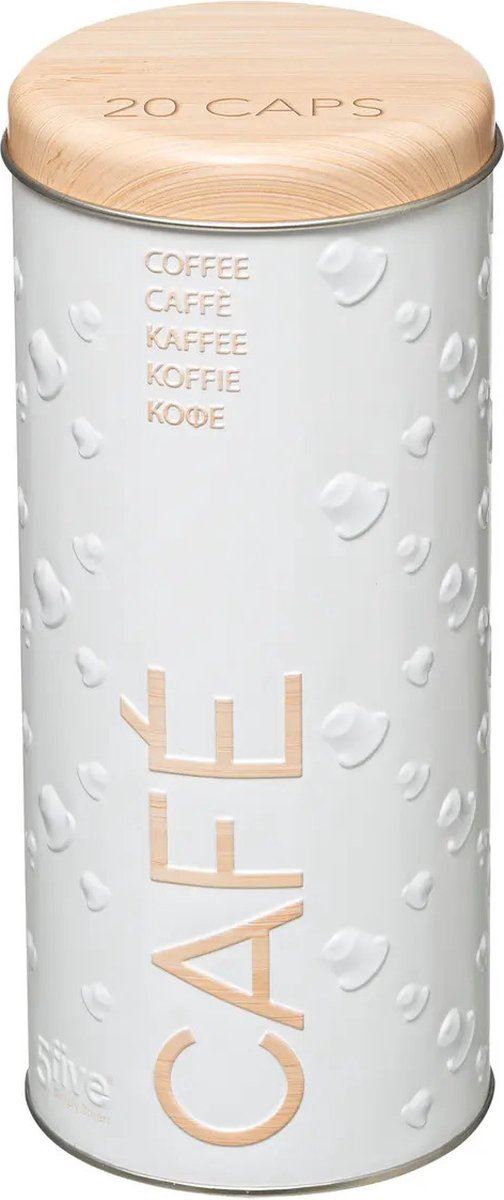 5Five Koffiepads Bewaarblik 18 x 8 cm– Luchtledig deksel – Ruimte voor 20 pads – Stevig&stijlvol design afbeelding