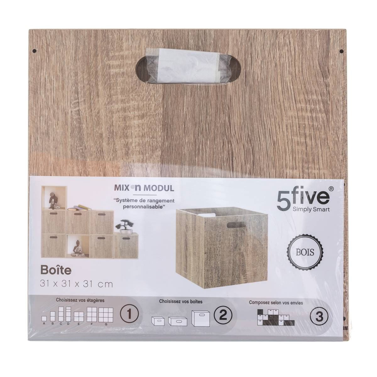 Houten Opbergdoos - Afmetingen 31x31 cm - Houteffect afbeelding