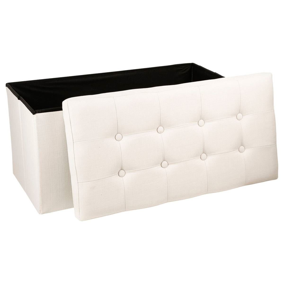 Atmosphera beige Opvouwbare Dubbele Poef Lysandre - Met MDF Deksel afbeelding