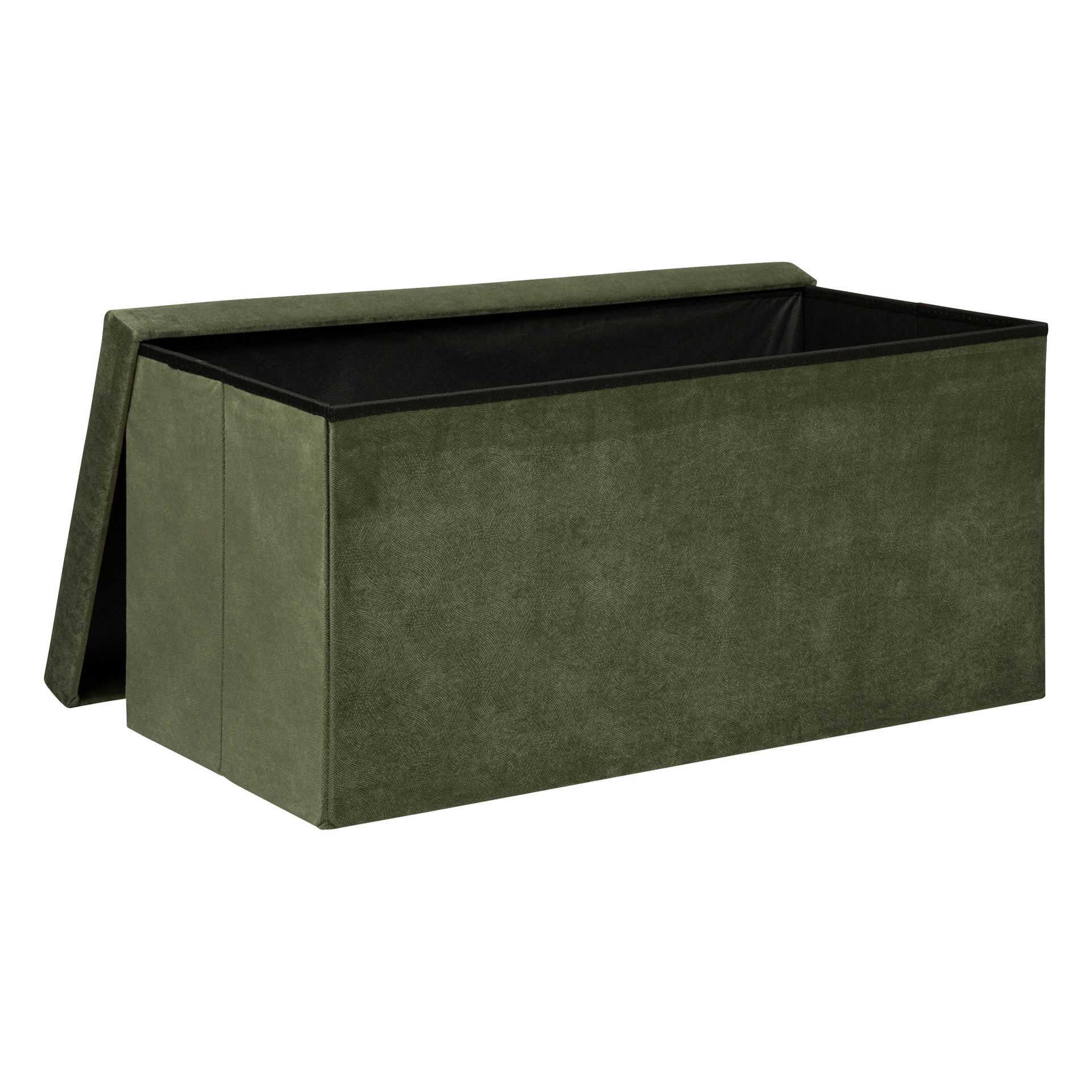 Atmosphera Lilou Poef 76x38x38 cm– Opvouwbaar – Fluweel Dennengroen – 120L opbergruimte afbeelding