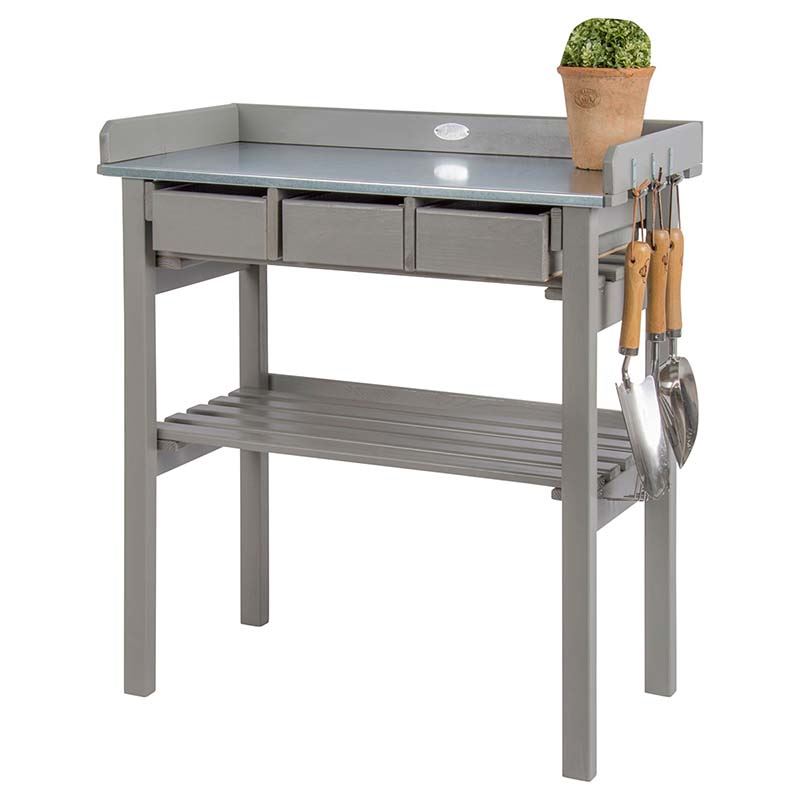 Esschert Design - tuinwerktafel met lades - Grijs - 78cm x 38cm x 82,5cm afbeelding