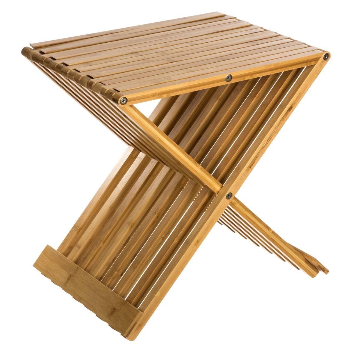 5Five Opvouwbaar Krukje - Badkamer stoel - 40 x 32 x 45 cm - Bamboe