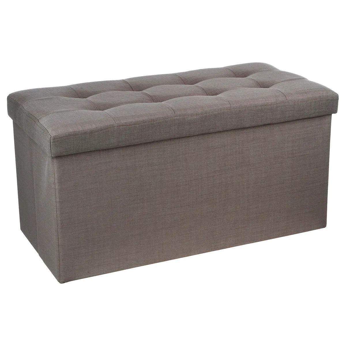 Atmosphera poef met opbergruimte - Grijze hocker 76 x 38 x 38 cm - Maximaal 170KG draagcapaciteit afbeelding