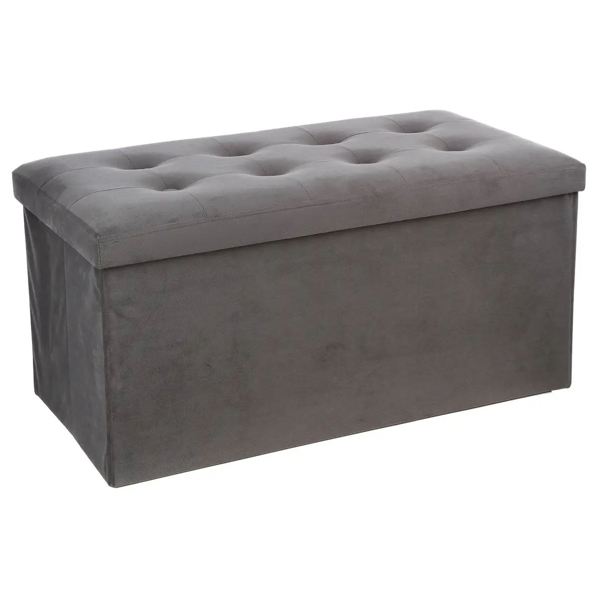 Atmosphera opvouwbare poef Lysandre - 76 x 38 x 38 cm - Fluweel grijs - Bank met opbergruimte - Tot 170 KG draagcapaciteit afbeelding