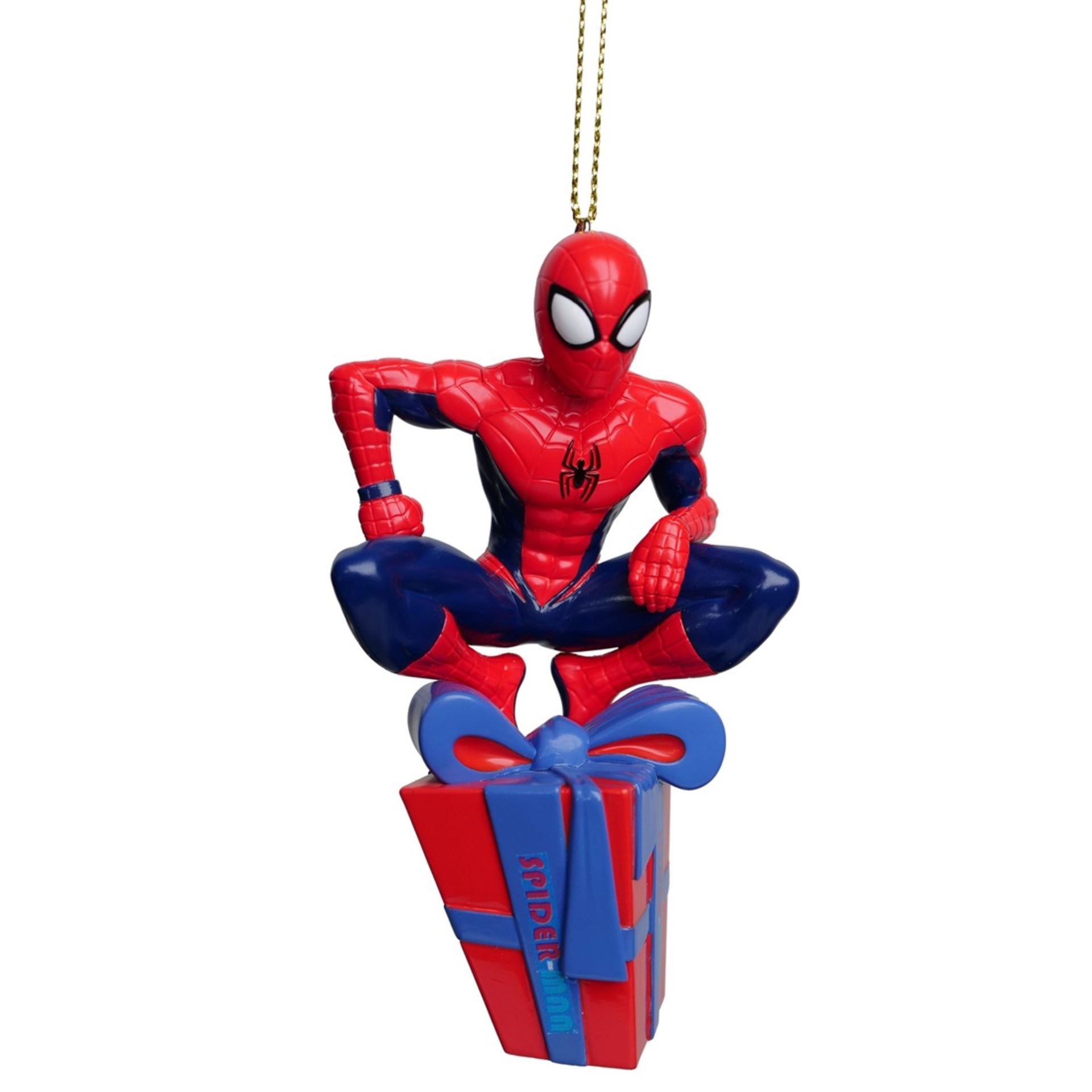 Kurt S. Adler - Disney© kerstornament - Spiderman kerstbal met cadeau - 8 cm
