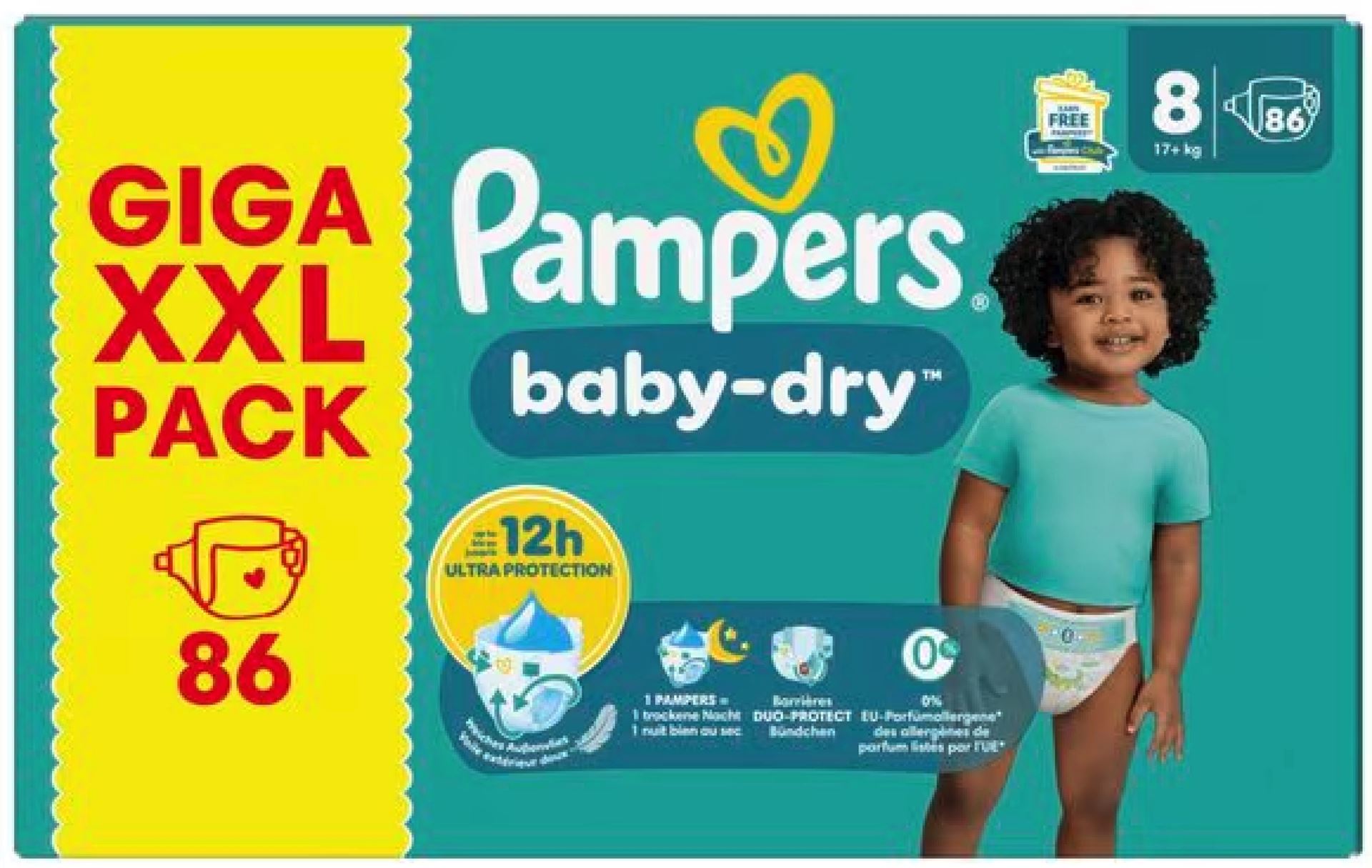 Pampers Baby-Dry luiers - Maat 8 - 86 luiers (17+ KG) afbeelding