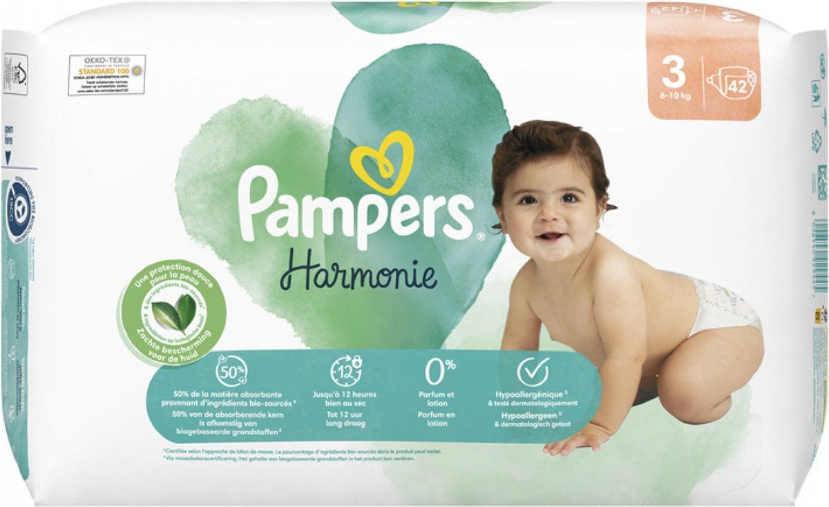 Pampers Harmonie luiers - Maat 3 - 42 Luiers (6-10 KG) afbeelding