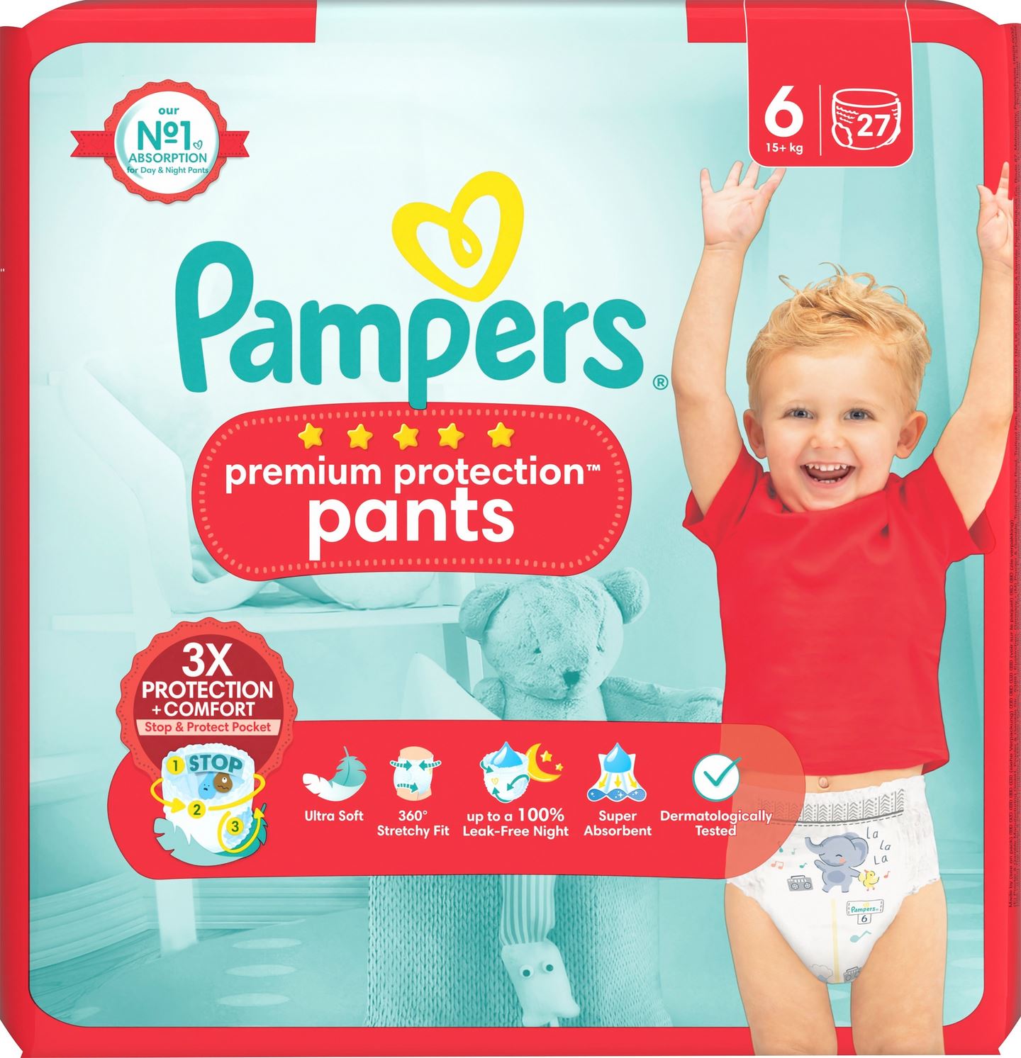 Pampers Premium Protection Pants Maat 6 - 27 luierbroekjes (15+ kg) afbeelding
