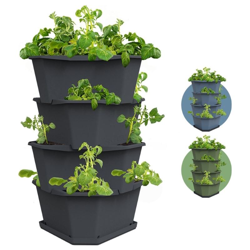 Gusta Garden PAUL POTATO - aardappeltoren - 4 niveaus - antraciet afbeelding