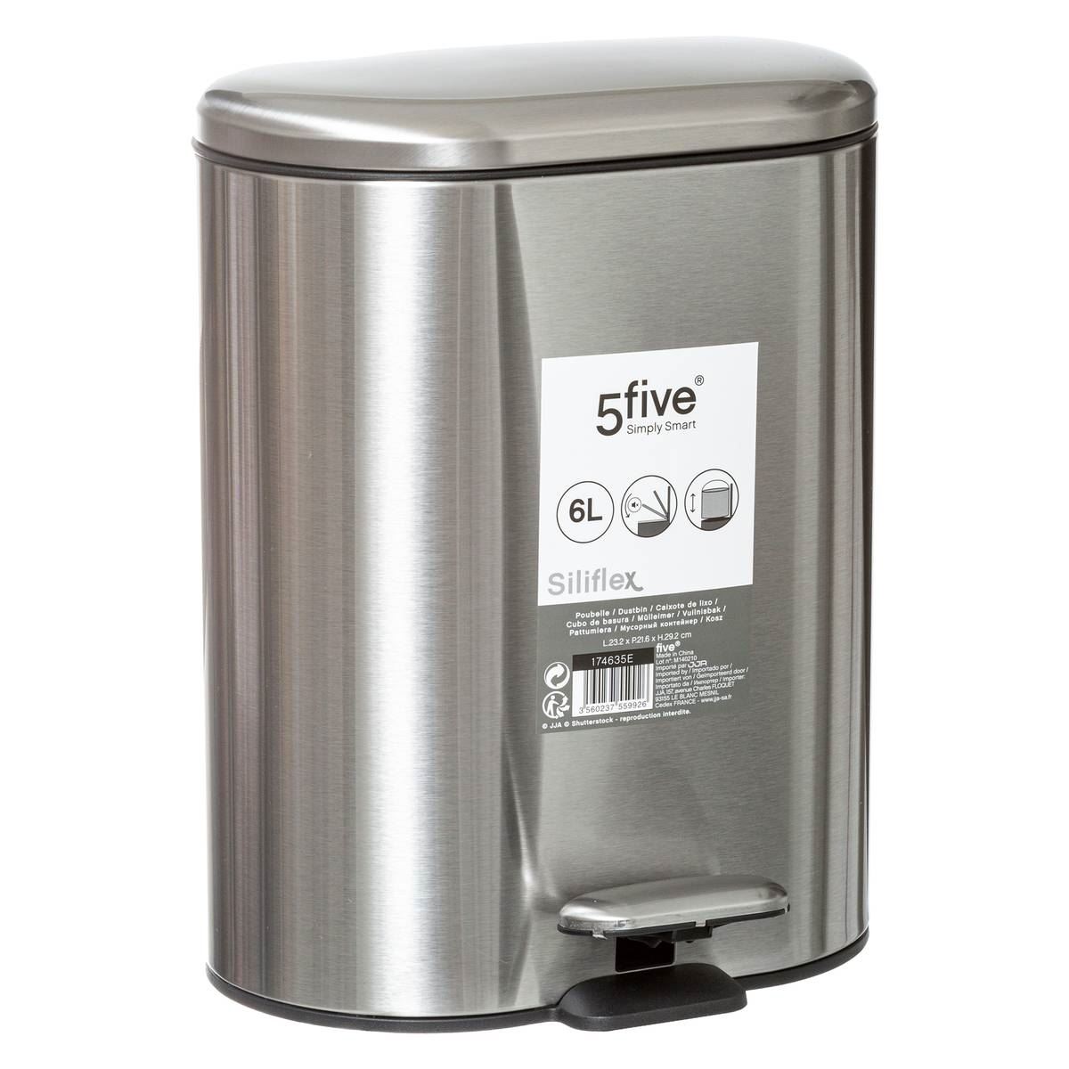 Zilverkleurige Softclose Pedaalemmer 6L afbeelding