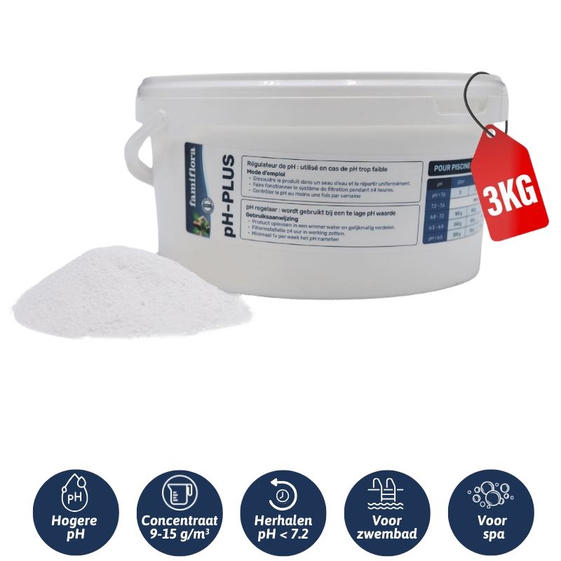 Famiflora pH-plus poeder 3kg - verhoogt de pH-waarde van je zwembad of spa! afbeelding