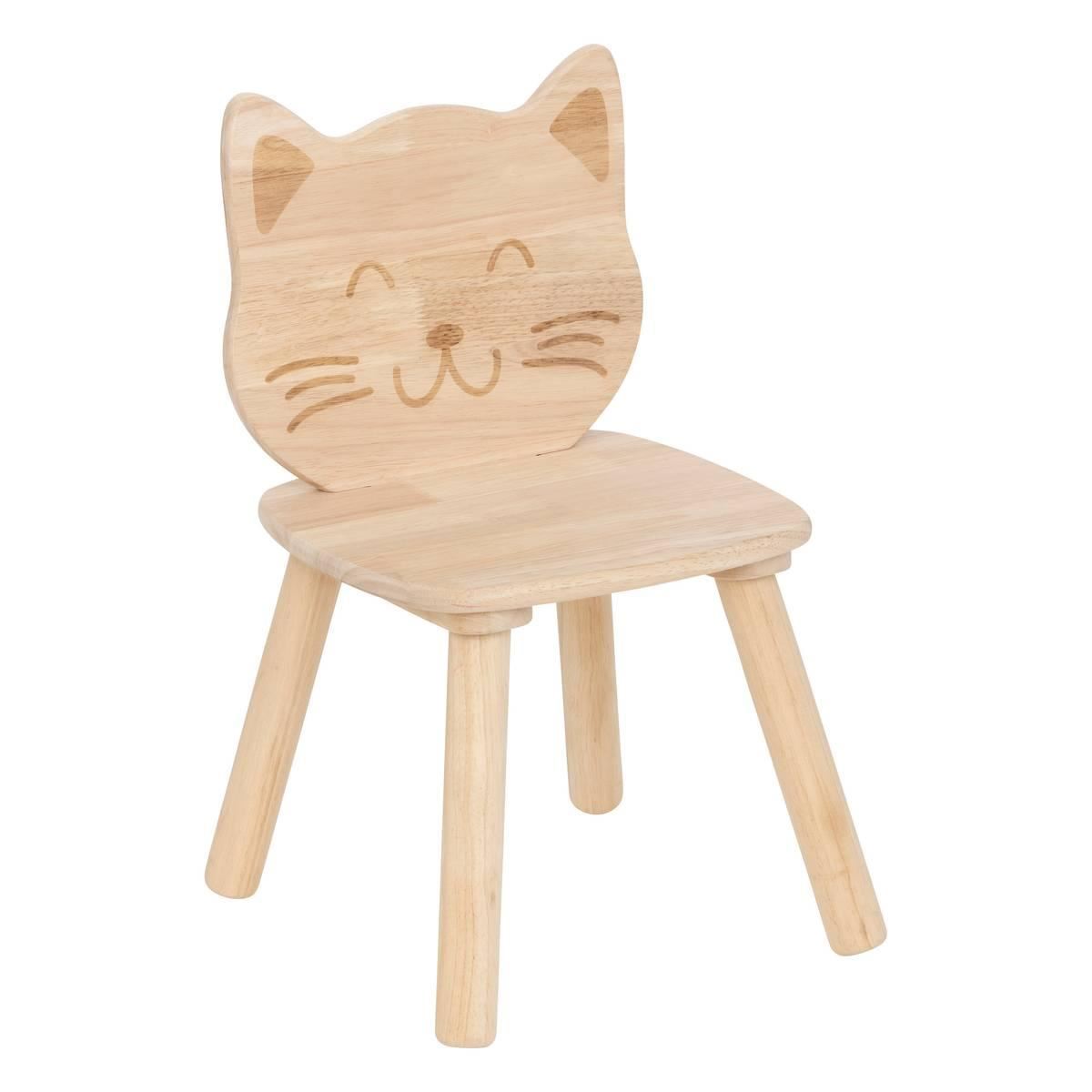 Atmosphera Kinderstoel Katje - Naturel Hout - D30 x H50 cm - Zithoogte 26 cm
