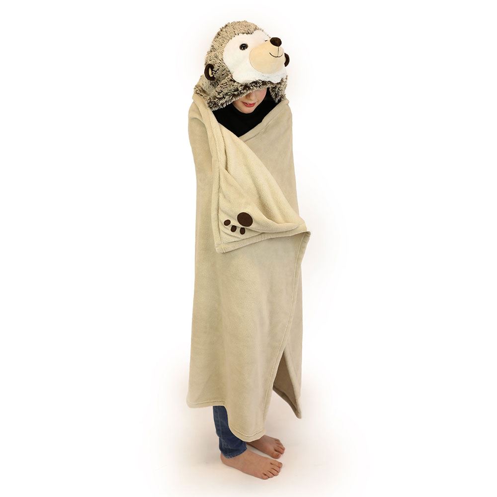 Noxxiez knuffelplaid'Egel'met capuchon - 130 x 100 cm afbeelding