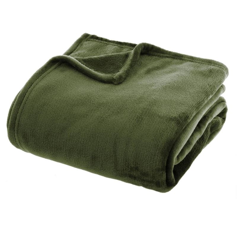 Atmosphera plaid Flanel Uni 130x180cm - Kaki afbeelding