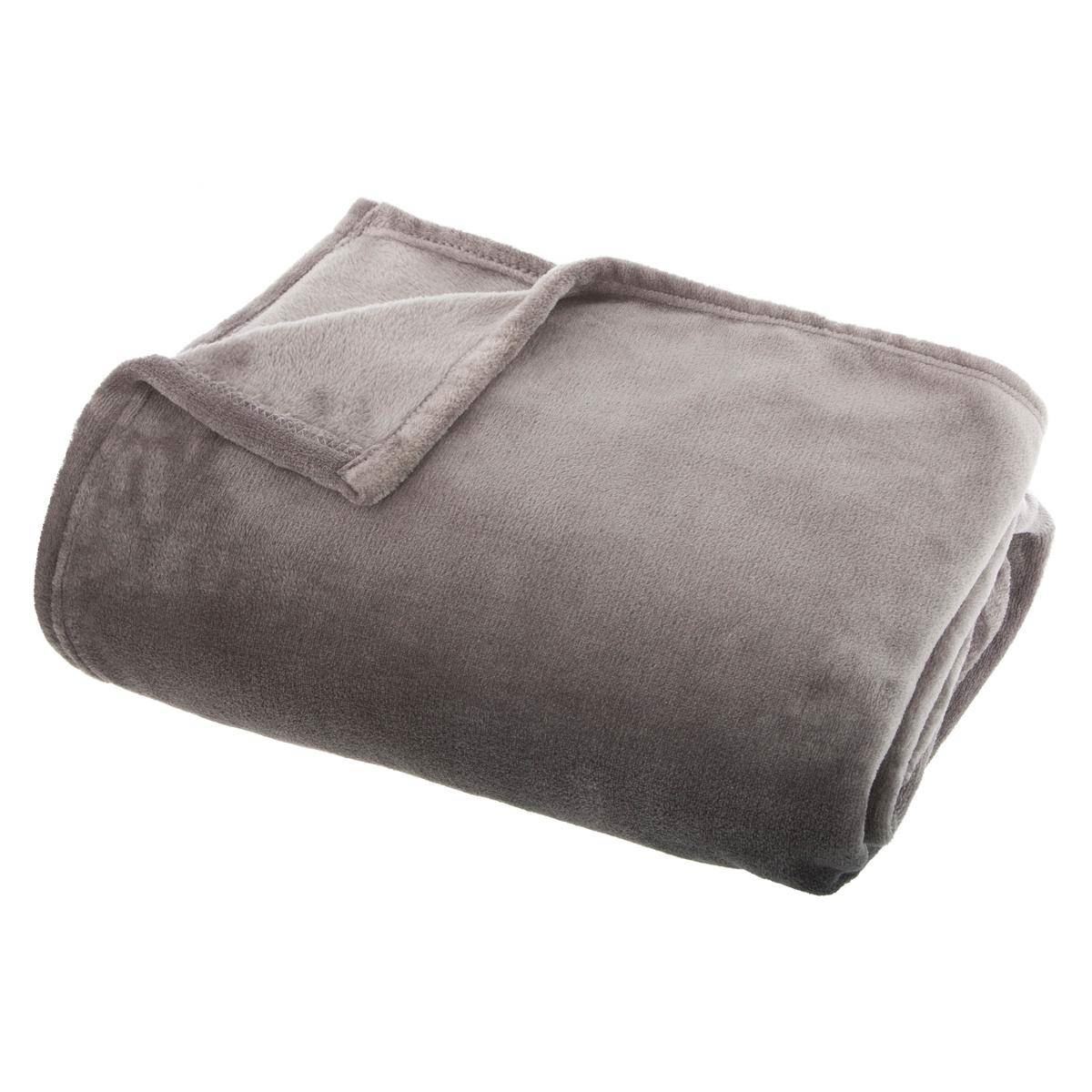 Atmosphera plaid Flanel Uni 130x180cm - Lichtgrijs afbeelding