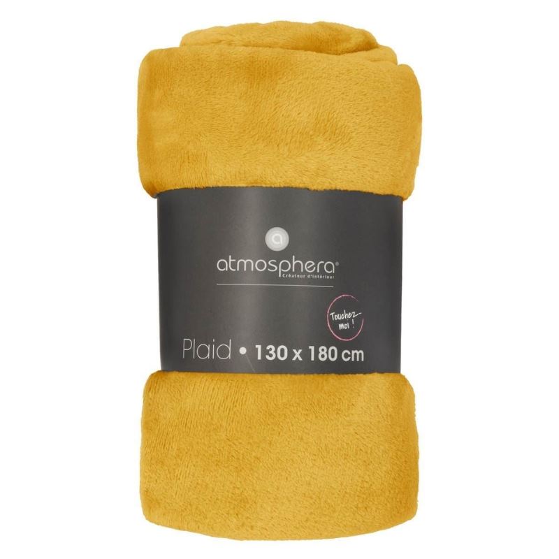 Atmosphera plaid Flanel Uni 130x180cm - Oker afbeelding