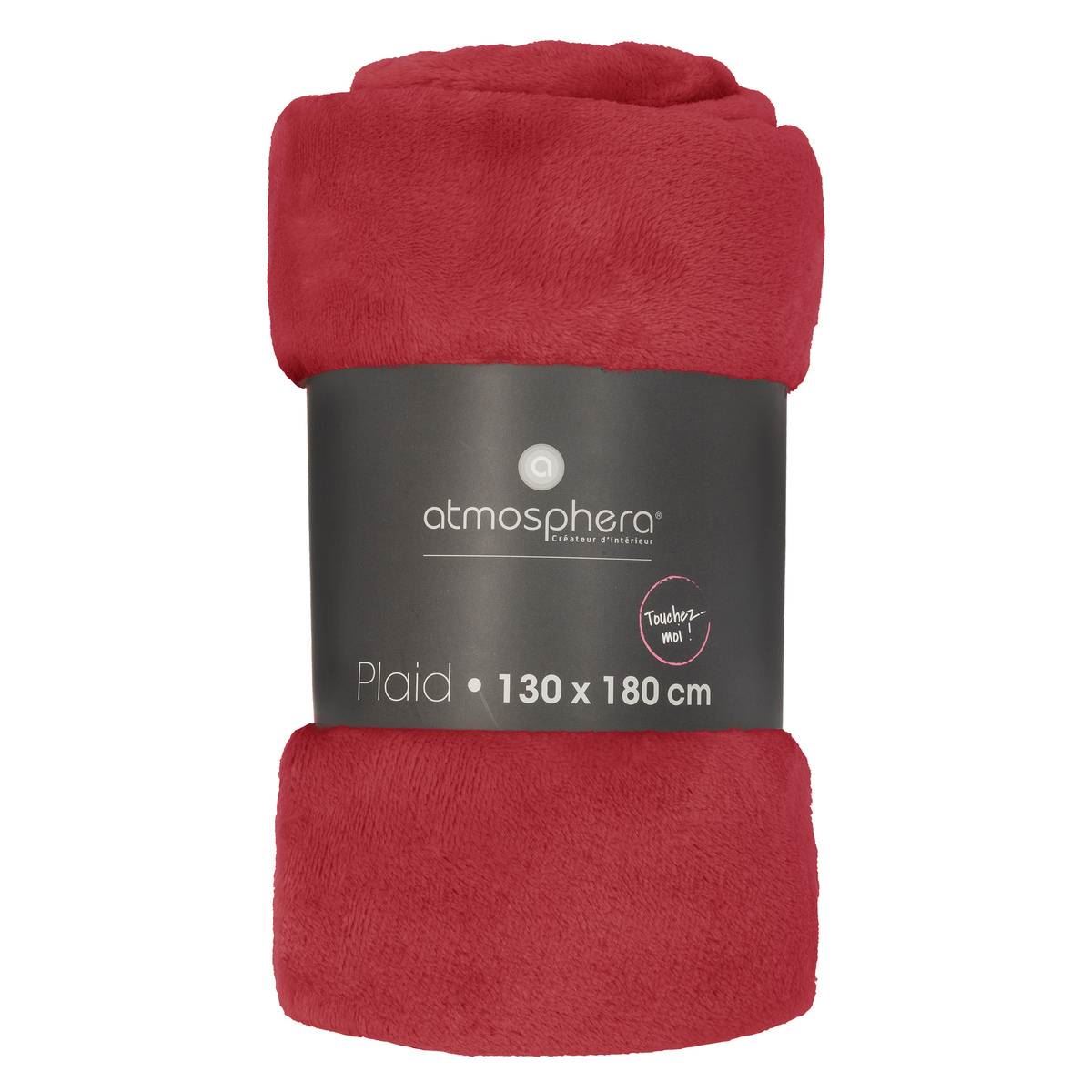 Atmosphera plaid Flanel Uni 130x180cm - Rood afbeelding