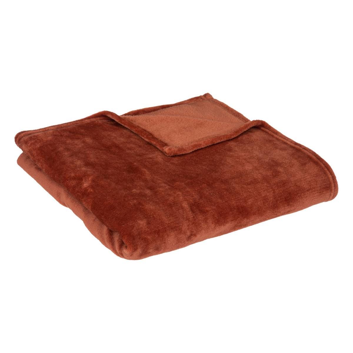 Atmosphera plaid flanel'Uni'- 130x180cm - Terra afbeelding