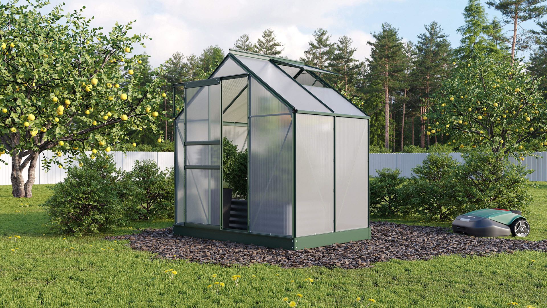 Vitavia Planet serre - 2,5m² - met 6 mm polycarbonaat - Donkergroen afbeelding