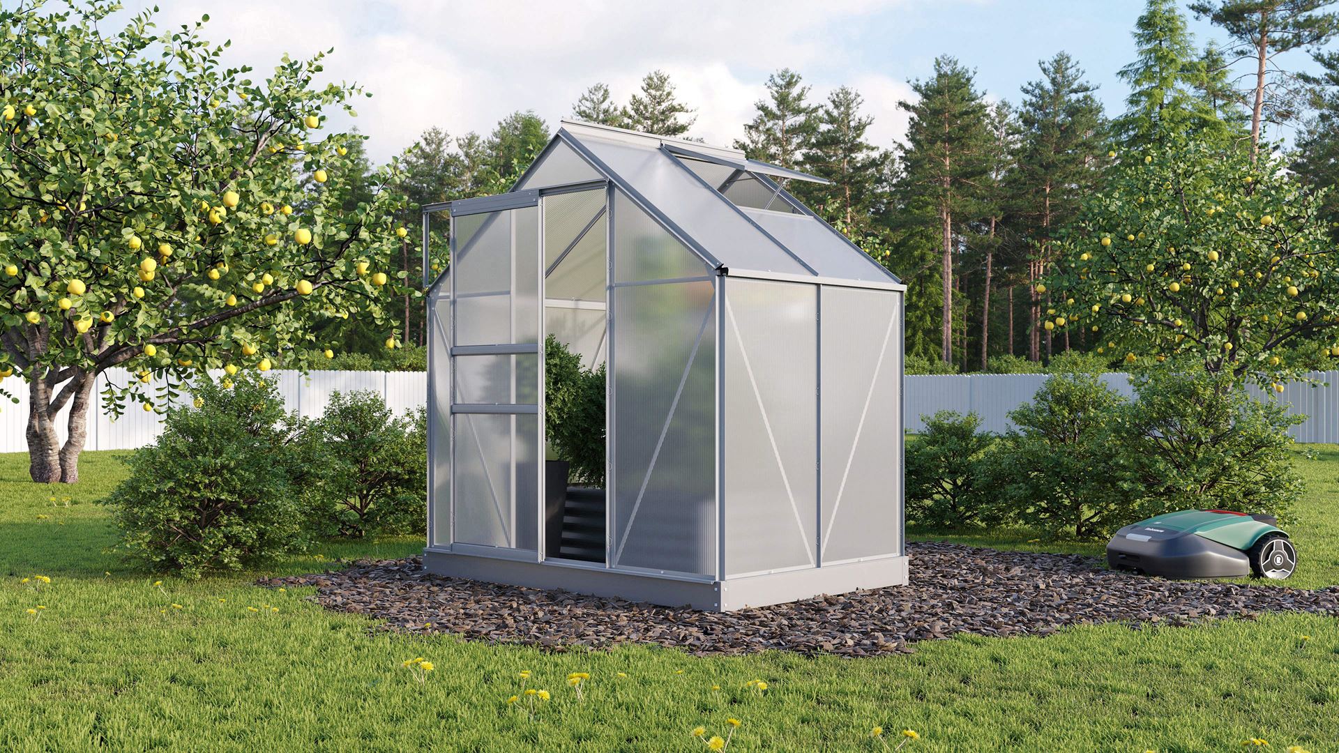 Vitavia Planet serre - 2,5m² - met 6 mm polycarbonaat - Aluminium afbeelding