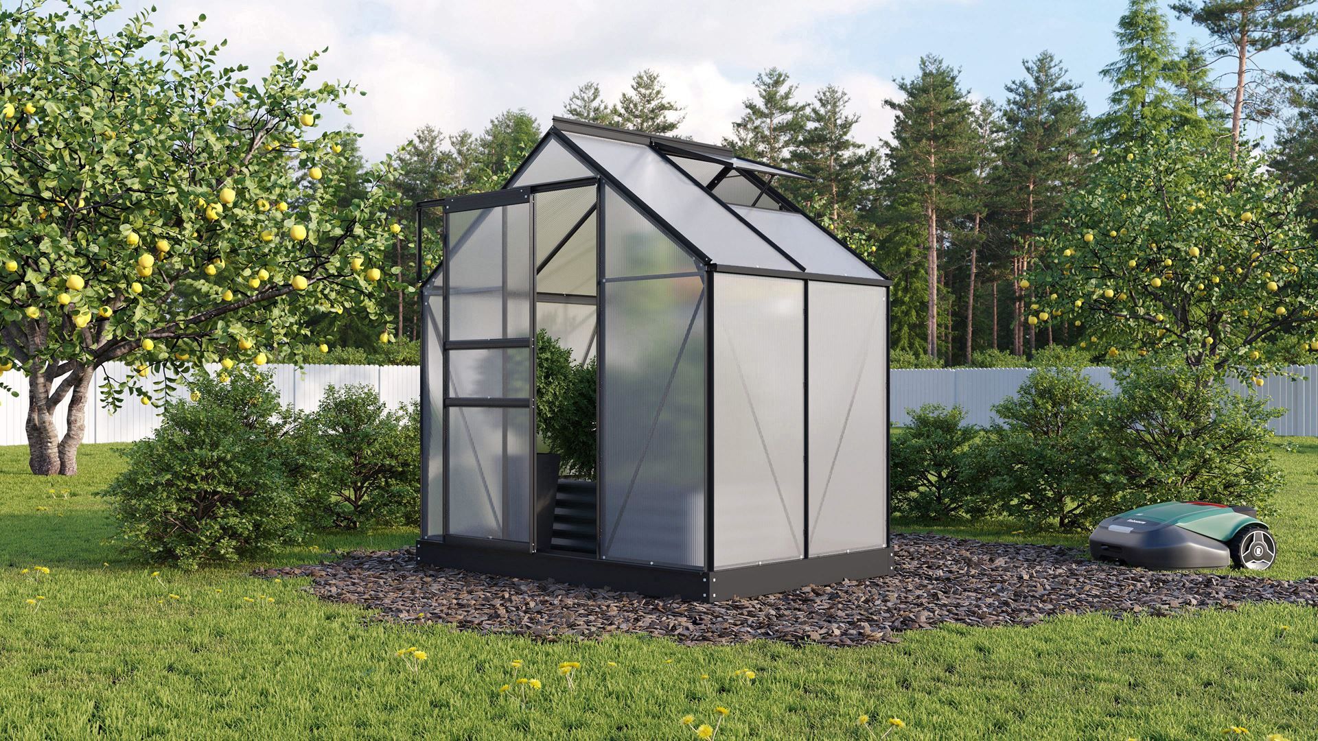 Vitavia Planet serre - 2,5m² - met 6 mm polycarbonaat - Zwart afbeelding