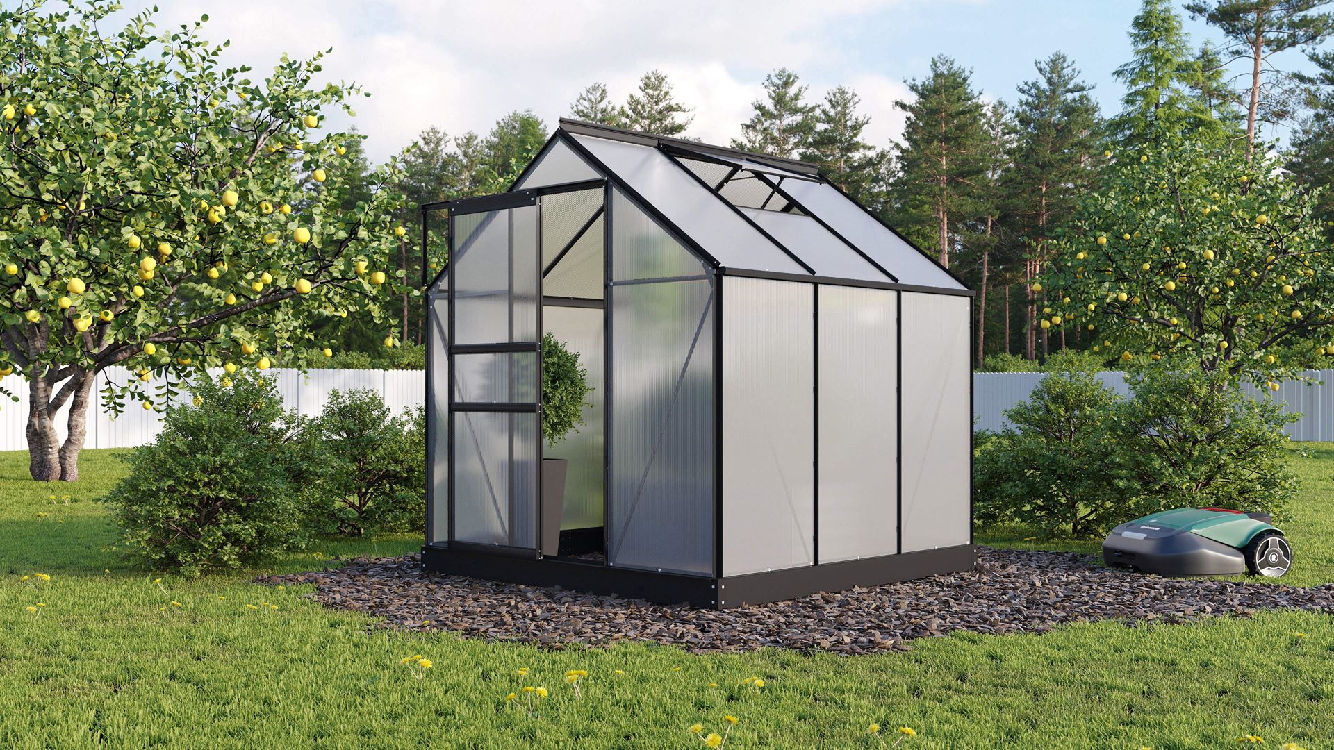Vitavia Planet serre - 3,8m² - met 6 mm polycarbonaat - Zwart afbeelding