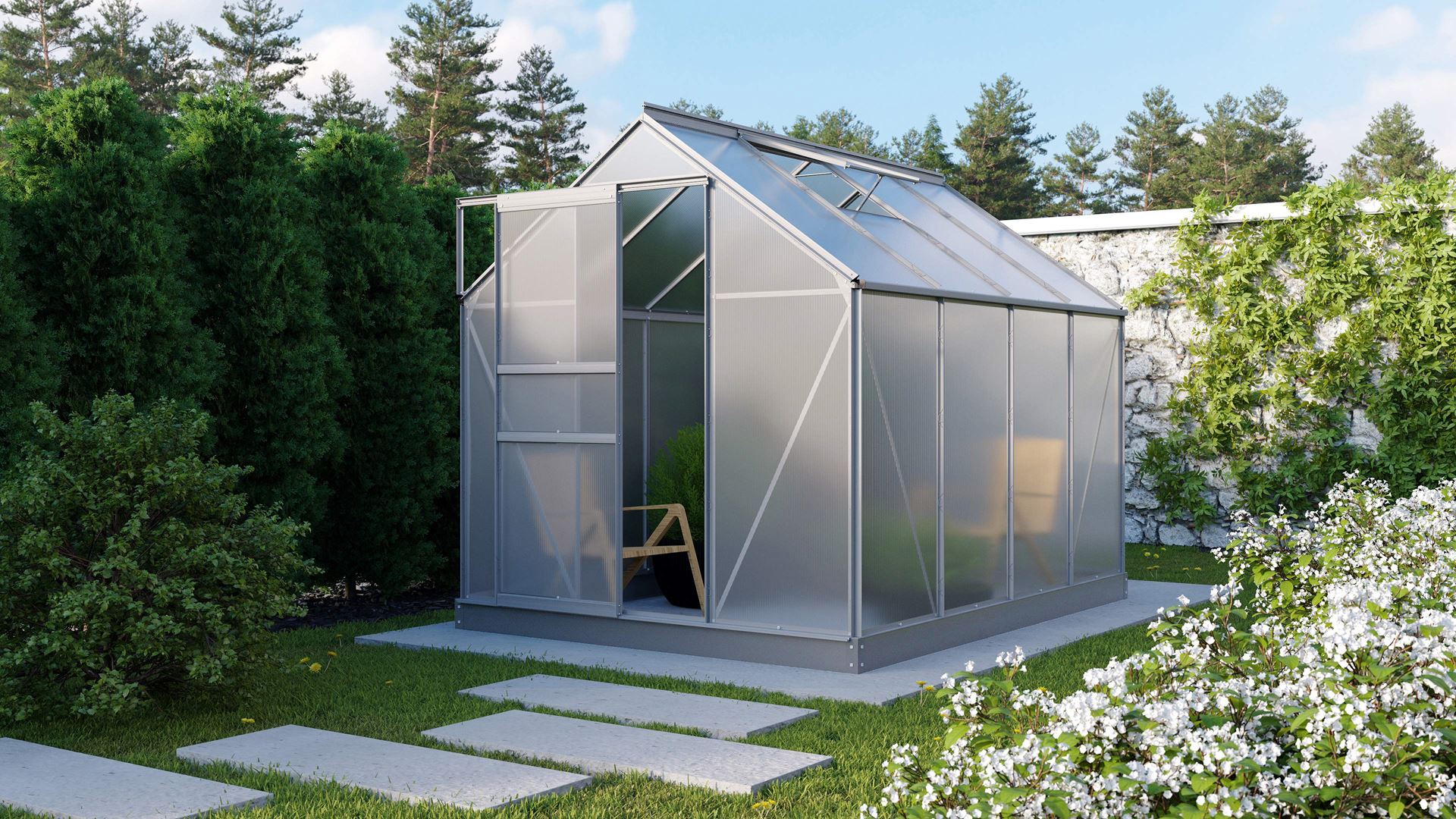 Vitavia Planet serre - 5m² - met 6 mm polycarbonaat - Aluminium afbeelding